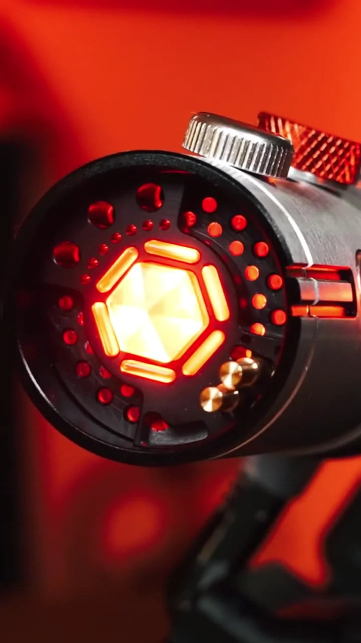 Close view of Maul’s glowing red and amber core in Tuhqa’s film